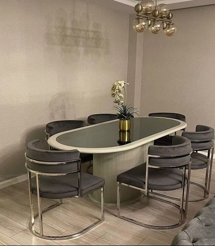 Steel base dining table